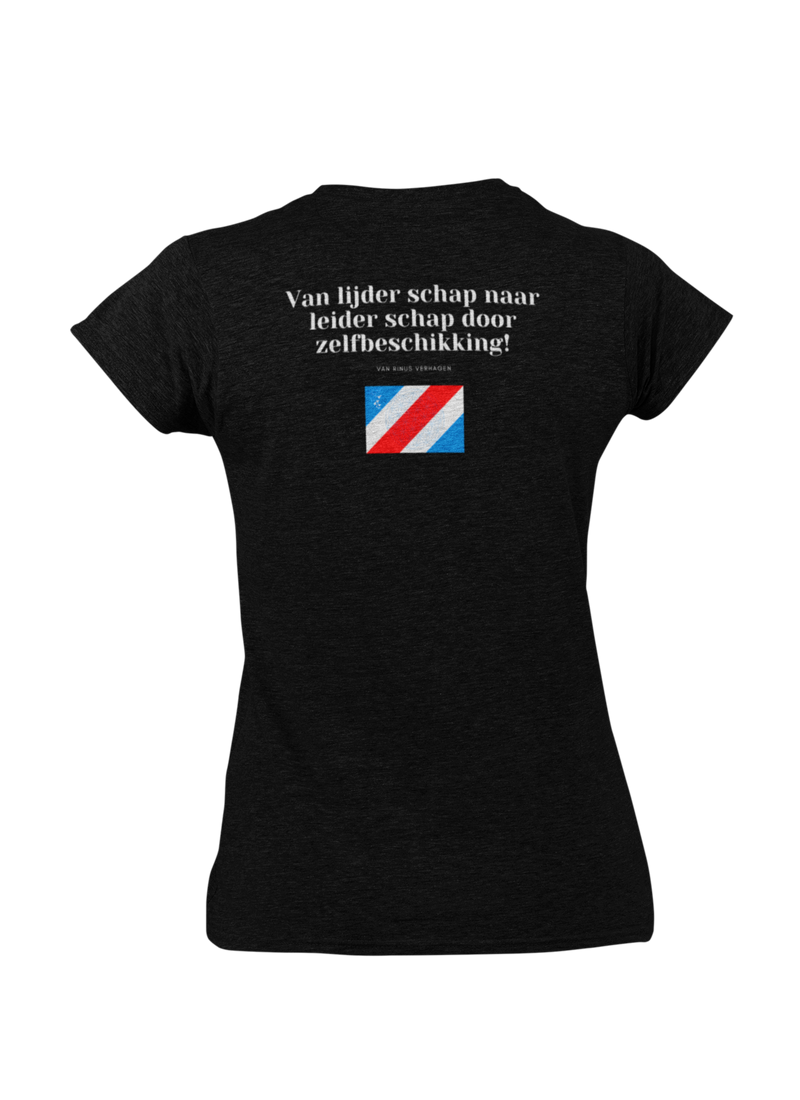 Dames "Leiderschap" V-hals T-shirt (Zwart)