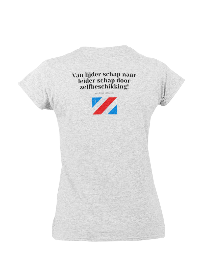 Dames "Leiderschap" V-hals T-shirt (Wit)