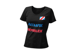 Dames "Leiderschap" V-hals T-shirt (Zwart)